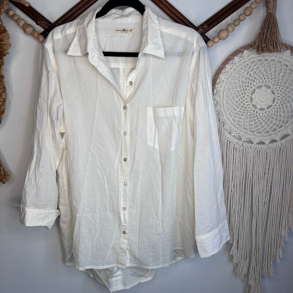 Natural Life White Button Down Top